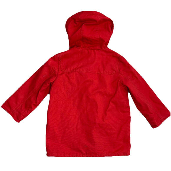 Authentic Janie and Jack 2T Red Hooded Cotton Toggle Jacket Coat Plaid Lined - Picture 3 of 5